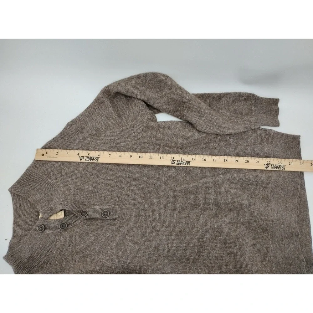 Jos A Bank Sweater Henley Brown Wool Blend Lightweight Waffle Knit Retro Mens L